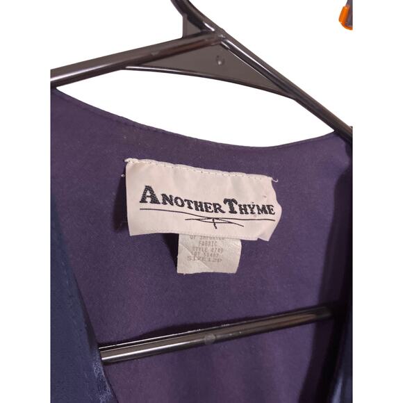 Vintage Another Thyme Purple Beaded Flower Sheer Blouse Women’s 12 Petite - Picture 2 of 5